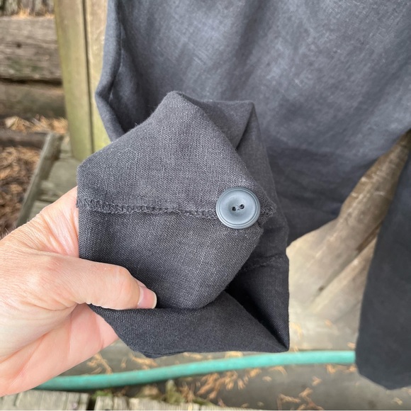 Flax Black 100% Linen Wide Leg Side Button Pants Sz 1X - Picture 11 of 16